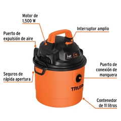 Aspiradora de sólidos y líquidos de 3 gal, plástica, Truper. CÓDIGO: 12091 CLAVE: ASP-03 - comprar en línea