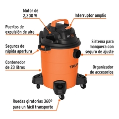 Aspiradora de sólidos y líquidos de 6 gal, plástica, Truper. CÓDIGO: 12092 CLAVE: ASP-06 - comprar en línea