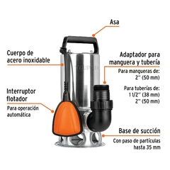 Bomba sumergible metálica para agua sucia 1 CÓDIGO: 12607 CLAVE: BOS-1SM - comprar en línea