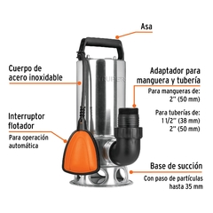 Bomba sumergible metálica para agua sucia 1-1/2 CÓDIGO: 12608 CLAVE: BOS-1-1/2SM - comprar en línea