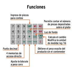 Báscula capacidad 40 kg electrónica multifunciones, Truper. CÓDIGO: 15241 CLAVE: BASE-40 - ROALHERRAMIENTAS