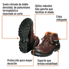 Bota de seguridad café, #25 dieléctrica antifatiga, Truper. Código 15471 Clave ZC-425C-25 - comprar en línea