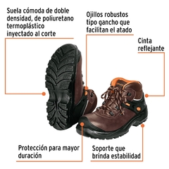 Bota de seguridad café, #26 dieléctrica antifatiga, Truper. Codigo 15472 Clave ZC-426C-26 - comprar en línea