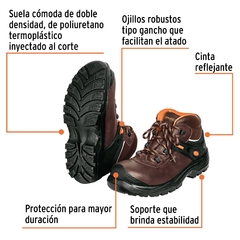 Bota de seguridad café, #28 dieléctrica antifatiga, Truper. Código 15474 Clave ZC-428C-28 - comprar en línea