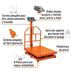 Báscula capacidad 500 kg plegable de plataforma, Truper. Código 15733 Clave: BAS-500PLA - comprar en línea