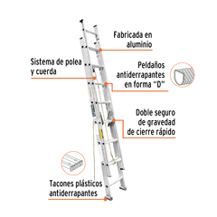 ESCALERA DE EXTENSIÓN, TIPO III, 16 PELDAÑOS CÓDIGO: 16026 CLAVE: ESE-16 en internet