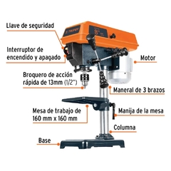 CÓDIGO: 16174 CLAVE: TAPI-8. Taladro de piso 8" de 250 W (1/3 HP), broquero de 1/2" - comprar en línea