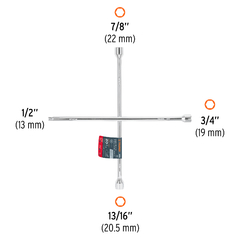 LLAVE DE CRUZ, 20" CON ENTRADA PARA DADO DE 1/2" CÓDIGO: 18024 CLAVE: LLCR-20D en internet