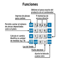 Báscula electrónica multifunciones capacidad 30kg, Pretul. CÓDIGO: 27119 CLAVE: BASE-30P - ROALHERRAMIENTAS