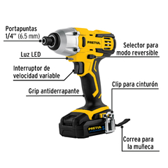 Destornillador de impacto inalámbrico 1/4", 20 V, Pretul. CÓDIGO: 28269 CLAVE: DIMI-20P - comprar en línea