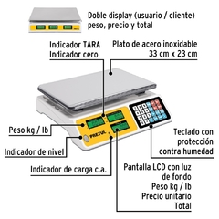 Báscula capacidad 40 kg electrónica multifunciones, Pretul. CÓDIGO: 29966 CLAVE: BASE-40P en internet