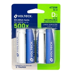 Blíster con 2 pilas D recargables larga duración, 4000 mAh. CÓDIGO: 47206 CLAVE: RE-D - comprar en línea