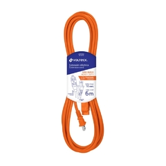 Extensión eléctrica de uso rudo 6 m 2x16 AWG, Volteck. Codigo 48044. ER-6X16