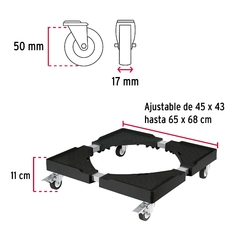 Base con ruedas ajustable para línea blanca, Fiero. CÓDIGO: 49301 CLAVE: BARU-45 en internet