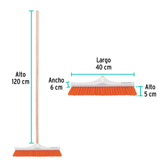 Cepillo industrial cerda rígida de 40 cm, bastón de madera. CÓDIGO: 57035 CLAVE: CEPI-40 - ROALHERRAMIENTAS