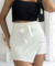 Short Saia Cintura Alta Assimétrico com Amarração Frontal Branco