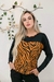 BLUSA ANIMAL PRINT MANGA LONGA FEMININA