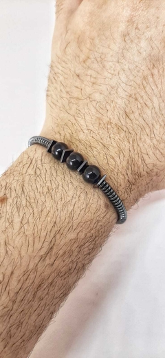 Pulseira Victorino II Hematita e Onix Preta 4mm na internet