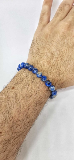 Pulseira Basic Pedra Jade Azul Escuro 8mm na internet