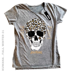 Remera SKull Print Soft Grey