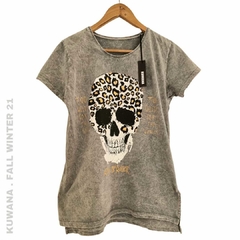 Remera SKull Print Soft Grey - comprar online