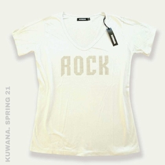 Remera V ROCK GOLD white PREMIUM