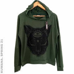 Buzo Hoodie Eye Cat Green