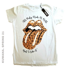 Remera Stone Print Glitter Whte