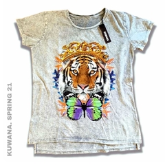 Remera Tiger Buterfly Soft Grey