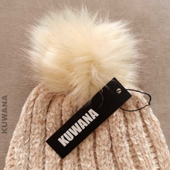 Gorro Lana Crudo Pompom blanco - comprar online