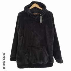 Buzo Canguro Teddy Black XL OVERSIZE