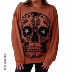 Sweater Oversize Skull Shine Chocolate