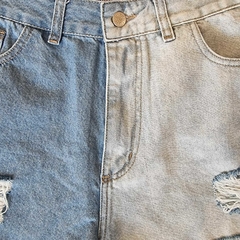 Short Denim Bicolor Roturas - tienda online