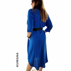 Vestido Camisero LINO Blue - tienda online