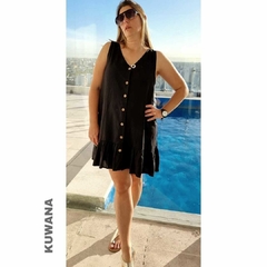 Vestido LINO Corto Black - Kuwana Mayorista