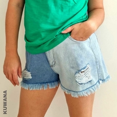 Short Denim Bicolor Roturas - comprar online