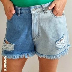 Short Denim Bicolor Roturas - tienda online