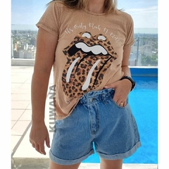 Remera Stone Print Glitter Beige - comprar online