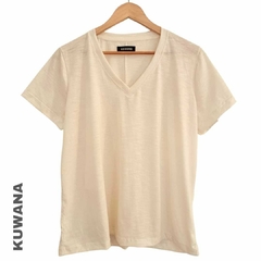 Remera V FLAMEE Basic Cream XL