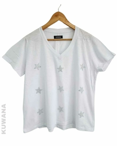 Remera V OVERSIZE (XL) FULL STARS WHITE FLAMEE