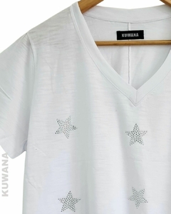 Remera V OVERSIZE (XL) FULL STARS WHITE FLAMEE en internet