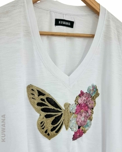 Remera V OVERSIZE (XL) BUTERFLY FLAME WHITE en internet