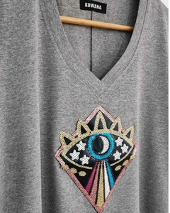 Remera V OVERSIZE (XL) EYE TURK GREY - comprar online