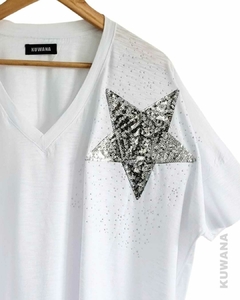 Remerón V Manga 3/4 OVERSIZE (XXL) STAR RAIN WHITE - comprar online