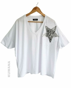 Remerón V Manga 3/4 OVERSIZE (XXL) STAR RAIN WHITE en internet