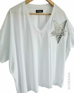 Remerón V Manga 3/4 OVERSIZE (XXL) STAR RAIN WHITE