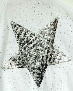 Remerón V Manga 3/4 OVERSIZE (XXL) STAR RAIN WHITE - Kuwana Mayorista