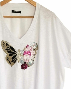 Remerón V Manga 3/4 OVERSIZE (XXL) BUTERFLY WHITE - comprar online