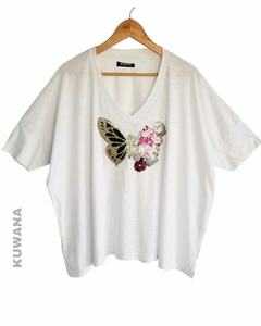 Remerón V Manga 3/4 OVERSIZE (XXL) BUTERFLY WHITE