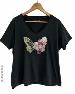 Remera V OVERSIZE (XL) BUTERFLY BLACK